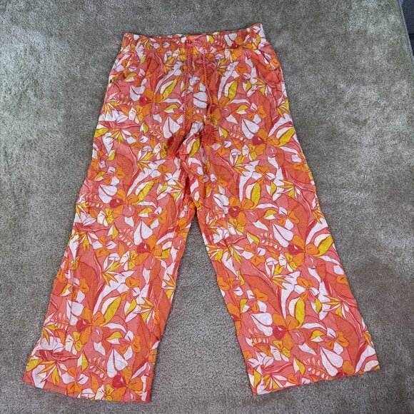 C&C California Pants - C&C California Linen Blend Sz L Wide Leg Cropped Colorful Floral Boho Pants E554